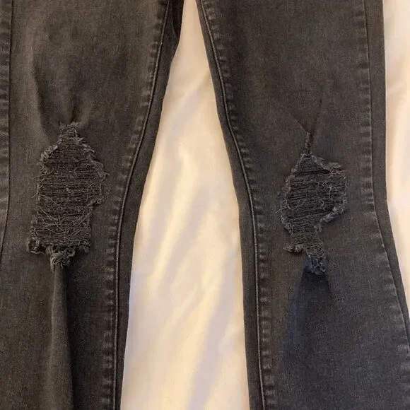 L’Agence Margot Black Distressed High Rise Skinny Jeans in Zinc Destruct. Sz 27 - Picture 6 of 8